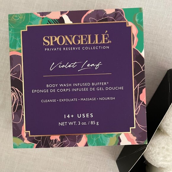 Spongelle Violet Leaf Body Wash Infused Buffer 3oz 14+ Uses Cleanse Sponge - Picture 2 of 8